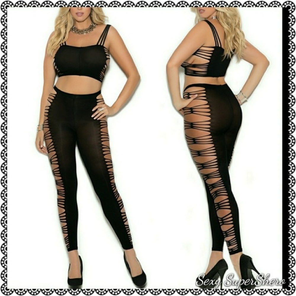 🆕 Sexy Cut-out Cami Top & Leggings Lingerie Set - Picture 4 of 8